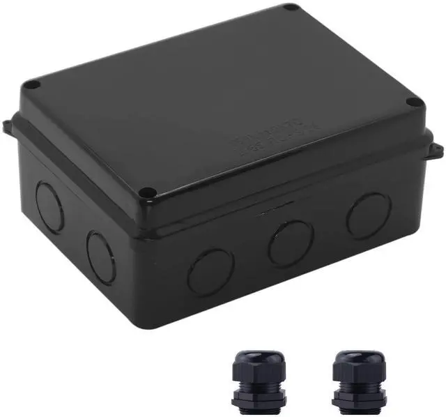 Main image of Electrical Box, Outdoor Waterproof Box IP65 Junction Box with Reserved Holes,ABS Plastic Project Box Power Cord Enclosure Black 5.9 x 4.3 x 2.8 inch(150x110x70mm)