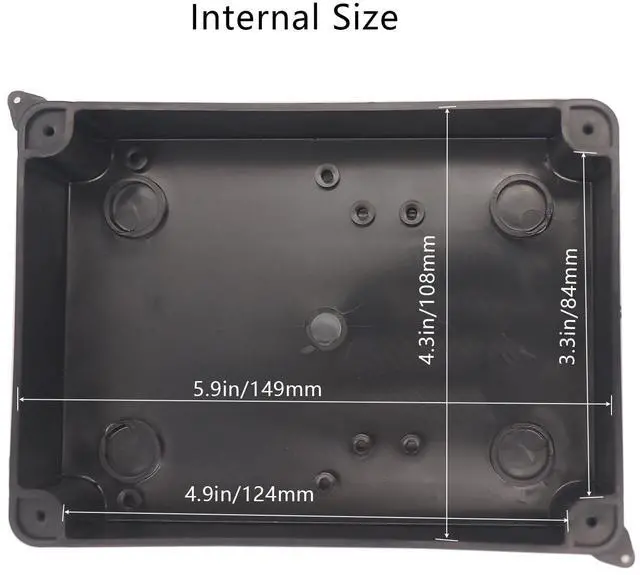 Alt view image 5 of 7 - Electrical Box, Outdoor Waterproof Box IP65 Junction Box with Reserved Holes,ABS Plastic Project Box Power Cord Enclosure Black 5.9 x 4.3 x 2.8 inch(150x110x70mm)