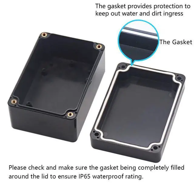 Alt view image 4 of 7 - Junction Box, Project Box IP65 Waterproof Outdoor Box ABS Plastic Electrical Boxes Electronic Enclosure Black 3.94 x 2.68 x 1.97 inch (100X68X50mm) (Pack of 2)