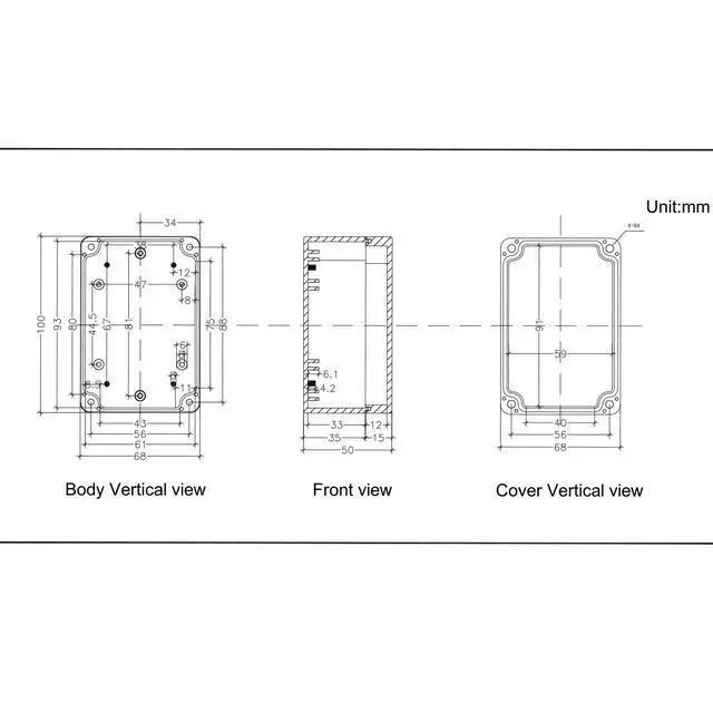 Alt view image 7 of 7 - Junction Box, Project Box IP65 Waterproof Outdoor Box ABS Plastic Electrical Boxes Electronic Enclosure Black 3.94 x 2.68 x 1.97 inch (100X68X50mm) (Pack of 2)