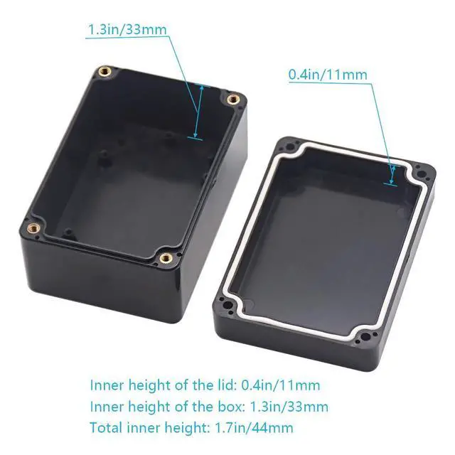 Alt view image 6 of 7 - Junction Box, Project Box IP65 Waterproof Outdoor Box ABS Plastic Electrical Boxes Electronic Enclosure Black 3.94 x 2.68 x 1.97 inch (100X68X50mm) (Pack of 2)
