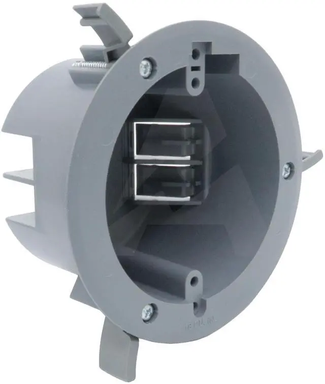 Main image of (Pack of 1) 4'' Old Work Round Electrical Box, One-Gang Grey PVC Junction Box, 18 Inch Capacity, Round Ceiling Remodel Box with Built-in Mounting Tabs, Three Mounting Wings, 2-Hour Fire Rated Walls