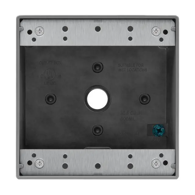 Main image of Weatherproof Outlet Box with Three 1/2-in Threaded Outlets, Outdoor Electrical Box, 3 Holes 0.50 Each, 2-Gang, 4.53 Height x 4.53 Length x 2.16 Depth, EN2350,Grey