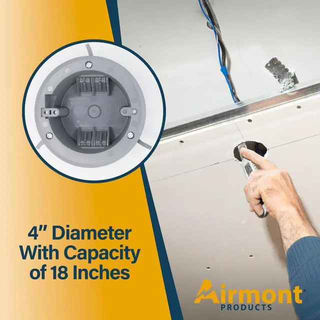 Alt view image 6 of 7 - (Pack of 1) 4'' Old Work Round Electrical Box, One-Gang Grey PVC Junction Box, 18 Inch Capacity, Round Ceiling Remodel Box with Built-in Mounting Tabs, Three Mounting Wings, 2-Hour Fire Rated Walls