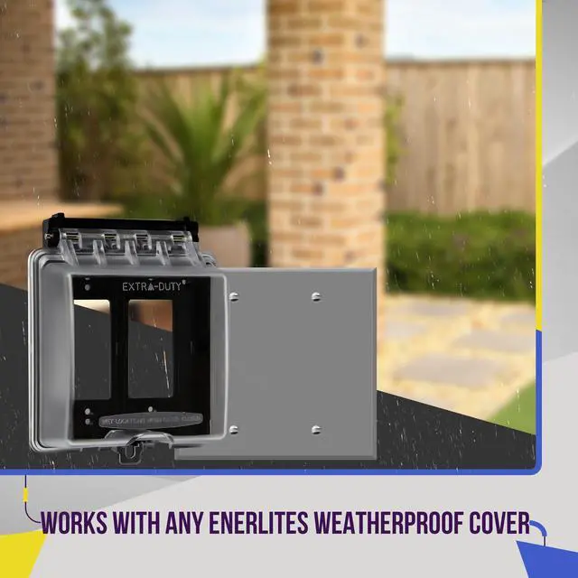 Alt view image 7 of 7 - Weatherproof Outlet Box with Three 1/2-in Threaded Outlets, Outdoor Electrical Box, 3 Holes 0.50 Each, 2-Gang, 4.53 Height x 4.53 Length x 2.16 Depth, EN2350,Grey