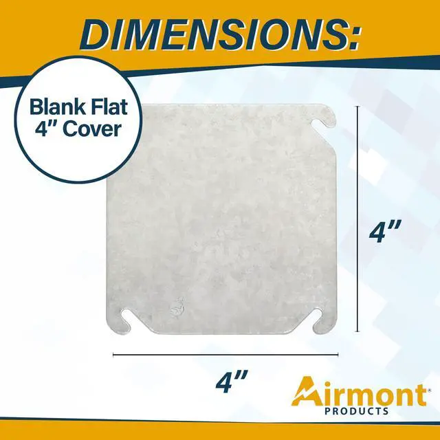 Alt view image 3 of 7 - 4x4 Metal Junction Box & Cover Kit, 4 Inch Square Electrical Box with Blank Cover, Drawn Metal Box, Steel Electrical Junction Box, Flat Blank J Box Cover, 1-1/2" Deep, 21 Cu in