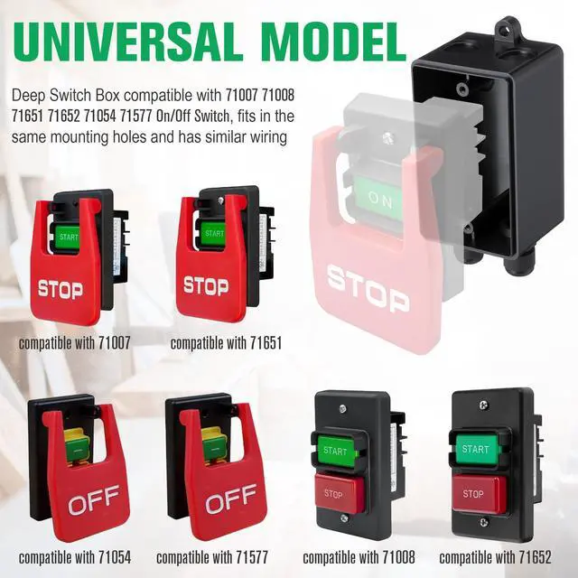 Alt view image 2 of 7 - 2 Pack Deep Switch Box with Hardware Compatible with 7183471007, 71651, 71054, 71577, Safety Power Switches Box Waterproof ABS Plastic Electrical Project Case for Tool Fast Power Off
