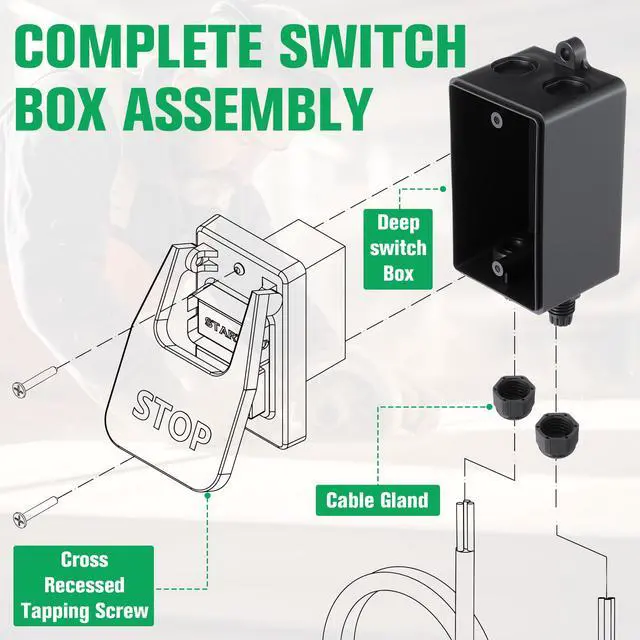 Alt view image 3 of 7 - 2 Pack Deep Switch Box with Hardware Compatible with 7183471007, 71651, 71054, 71577, Safety Power Switches Box Waterproof ABS Plastic Electrical Project Case for Tool Fast Power Off