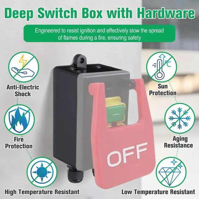 Alt view image 6 of 7 - 2 Pack Deep Switch Box with Hardware Compatible with 7183471007, 71651, 71054, 71577, Safety Power Switches Box Waterproof ABS Plastic Electrical Project Case for Tool Fast Power Off