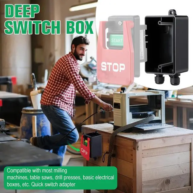 Alt view image 7 of 7 - 2 Pack Deep Switch Box with Hardware Compatible with 7183471007, 71651, 71054, 71577, Safety Power Switches Box Waterproof ABS Plastic Electrical Project Case for Tool Fast Power Off