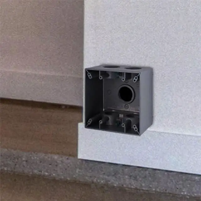 Alt view image 2 of 7 - 5388-0 2-Gang Weatherproof Deep Box with Five 3/4-in. Threaded Outlets (Gray), Weatherproof Box for Outdoor Branch Circuit Wiring, Outdoor Junction Box for Outlet, Switch, or GFCI