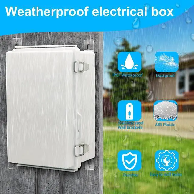 Alt view image 2 of 6 - Waterproof Electrical Box, IP67 Junction Box Stainless Steel Latch Hinged Grey Cover Project Enclosure with Wall Bracket 11.1"x7.5"x5.5"
