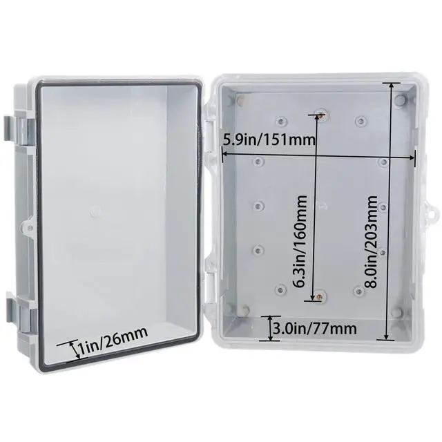 Alt view image 4 of 6 - Waterproof Outdoor Electrical Box Junction Box Weatherproof IP67 ABS Plastic Enclosure Switch Router Project Box with Mounting Plate with Wall Bracket 2 Cable Gland Grey 8.7"x6.7"x4.3"