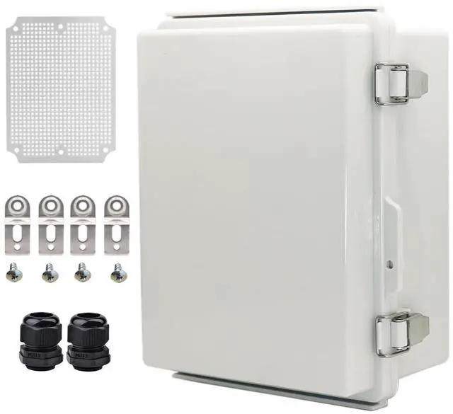 Main image of Outdoor Waterproof Electrical Box Junction Box Weatherproof IP67 ABS Plastic Enclosure Switch Router Project Box Electronics DIY Enclosure With Mounting Plate Wall Bracket Grey 8.6"x6.6"x4.3"