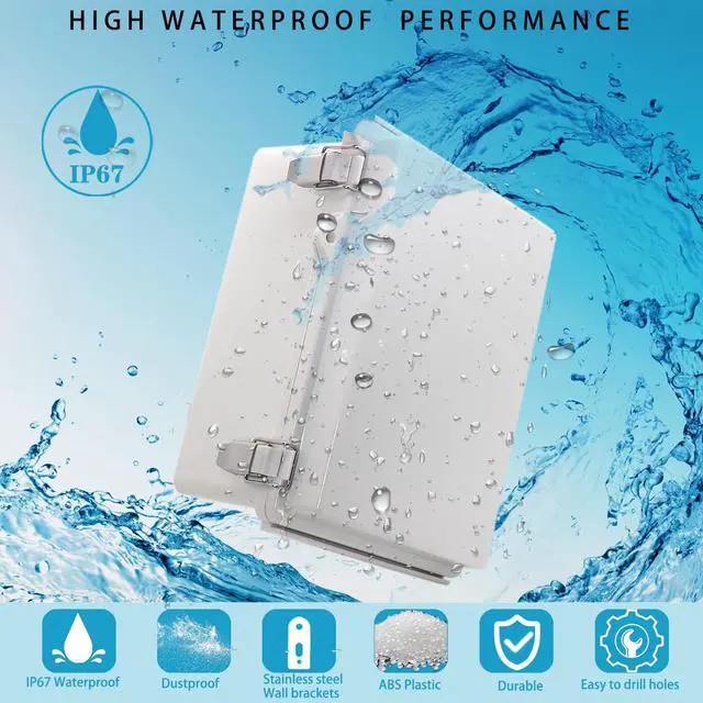Alt view image 2 of 6 - Outdoor Waterproof Electrical Box Junction Box Weatherproof IP67 ABS Plastic Enclosure Switch Router Project Box Electronics DIY Enclosure With Mounting Plate Wall Bracket Grey 8.6"x6.6"x4.3"