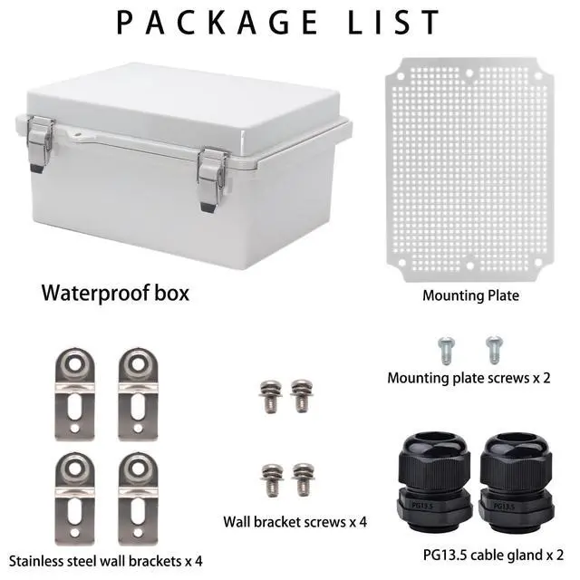 Alt view image 4 of 6 - Outdoor Waterproof Electrical Box Junction Box Weatherproof IP67 ABS Plastic Enclosure Switch Router Project Box Electronics DIY Enclosure With Mounting Plate Wall Bracket Grey 8.6"x6.6"x4.3"