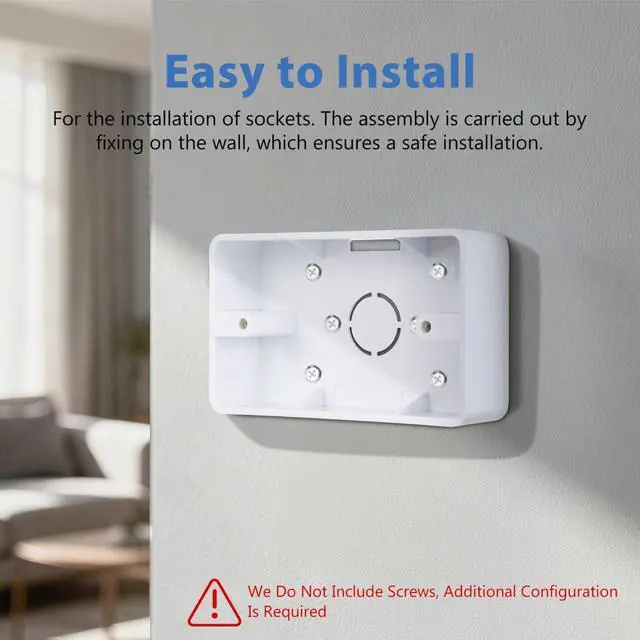 Alt view image 4 of 7 - 5Pcs Surface Mount Outlet Box,Surface Mount Electrical Box Plastic Junction Electrical Enclosure ABS for Home Extender Wall Socket Indoor Use External Installat Screws Not Included Metric Thread
