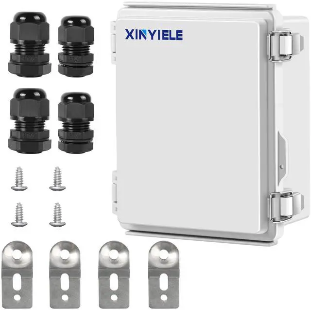 Main image of Waterproof Outdoor Project ABS Plastic Junction Box IP67 Weatherproof Dustproof Enclosure with Hinged Cover, Mounting Plate,Wall Brackets for Power Project (8.7"X6.7"X4.5")