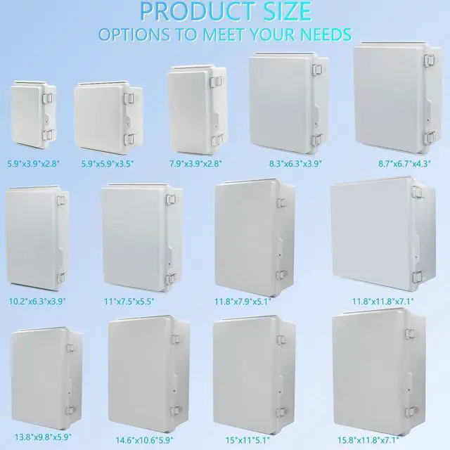 Alt view image 5 of 7 - IP67 Waterproof Junction Box, ABS Plastic Electrical Enclosure with Stainless Steel Latch, Hinged Cover Electric Box with Mounting Plate, Wall Brackets & Cable Glands 280x190x130mm