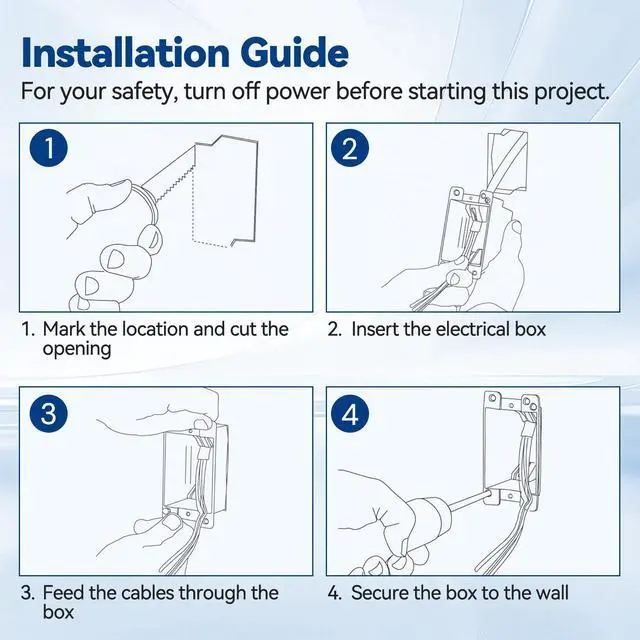 Alt view image 7 of 7 - Old Work Box 1 Gang, 14 CU. in. Drywall Electrical Box, PVC, UL Listed, 6 Pack