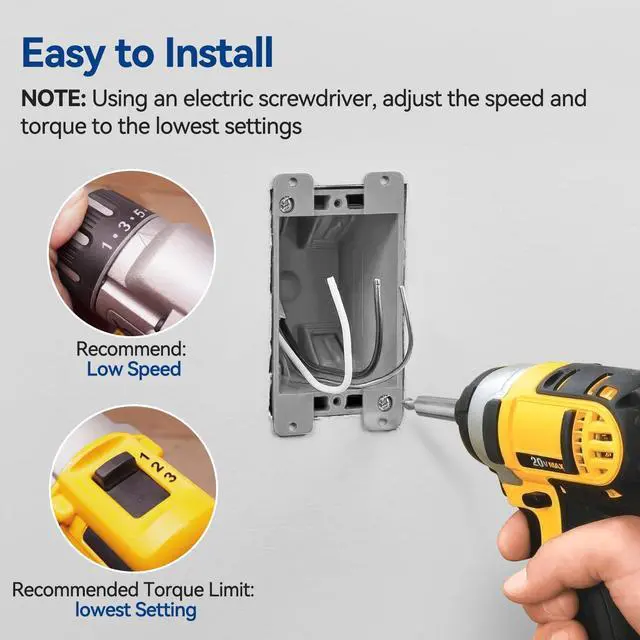 Alt view image 6 of 7 - Old Work Box 1 Gang, 14 CU. in. Drywall Electrical Box, PVC, UL Listed, 6 Pack