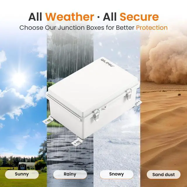 Alt view image 5 of 7 - Junction Box IP67 Waterproof Plastic Electrical Enclosure Outdoor Weatherproof Project Electric Box with Mounting Plate, Wall Brackets, Hinged Grey Cover 11.2"x7.7"x5.1"