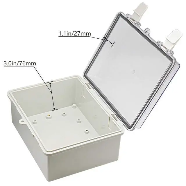 Alt view image 4 of 7 - Junction Box ABS Plastic Dustproof Waterproof IP65 Electrical Boxes Hinged Shell Outdoor Universal Project Enclosure Clear Cover with 2 Cable Glands 8.7 x 6.7 x 4.3 inch (220x170x110 mm)