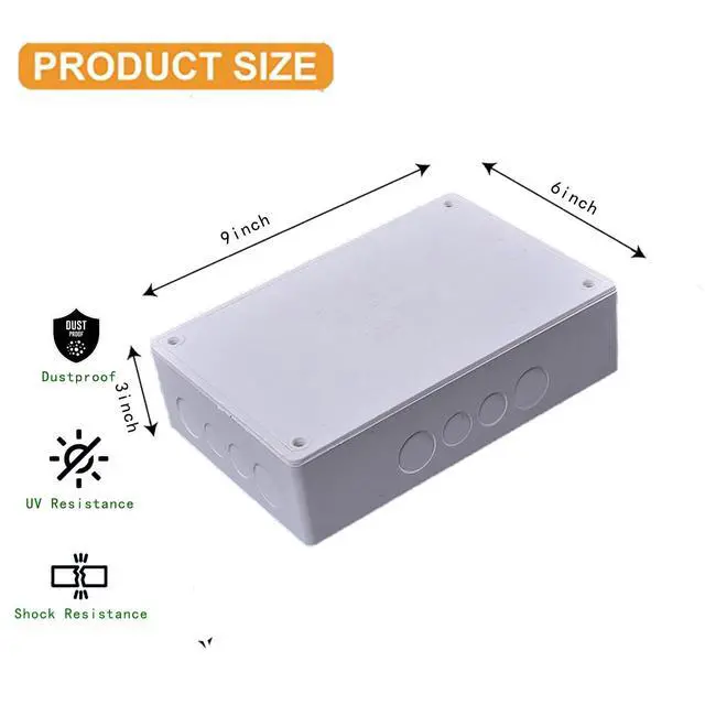 Alt view image 2 of 5 - 9" x 6" x 3" PVC Plastic Junction Box with Pre Molded 3/4" & 1" Punch in Holes Electrical Boxes IP65 Waterproof and Dustproof Project Junction Conduit Box for Electrical Enclosure