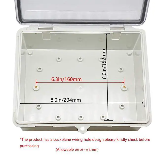 Alt view image 5 of 7 - Junction Box ABS Plastic Dustproof Waterproof IP65 Electrical Boxes Hinged Shell Outdoor Universal Project Enclosure Clear Cover with 2 Cable Glands 8.7 x 6.7 x 4.3 inch (220x170x110 mm)