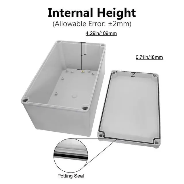 Alt view image 4 of 7 - IP67 Waterproof Junction Box ABS Plastic Project Box Dustproof Electrical Box Outdoor Enclosure for Electronics DIY Case Gray 9.8X 5.9X 5.1 inch(250mmx 150mmx 130mm)