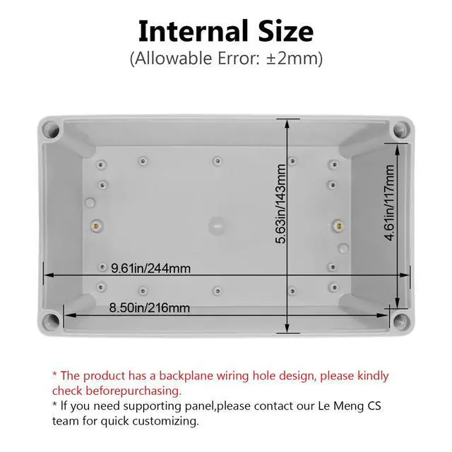 Alt view image 3 of 7 - IP67 Waterproof Junction Box ABS Plastic Project Box Dustproof Electrical Box Outdoor Enclosure for Electronics DIY Case Gray 9.8X 5.9X 5.1 inch(250mmx 150mmx 130mm)