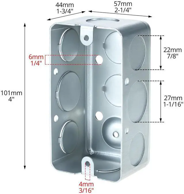 Alt view image 2 of 7 - Electrical Box 12-Pack, 4x2 Inch Outlet Box,13 Cubic Inches, Ten 1/2 Inch Knockouts Electrical Box,1-7/8" Deep, Galvanized Steel