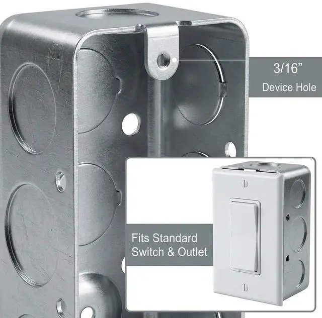 Alt view image 4 of 7 - Electrical Box 12-Pack, 4x2 Inch Outlet Box,13 Cubic Inches, Ten 1/2 Inch Knockouts Electrical Box,1-7/8" Deep, Galvanized Steel