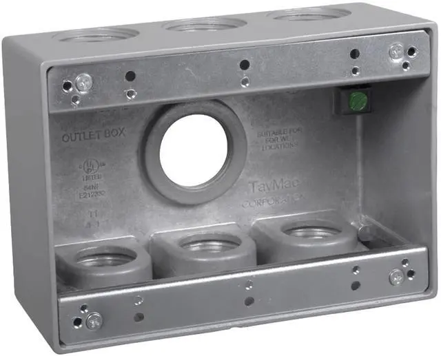 Main image of TB7100S Electrical Box 3-Gang Die Cast, Aluminum 1-Inch Thread, Gray