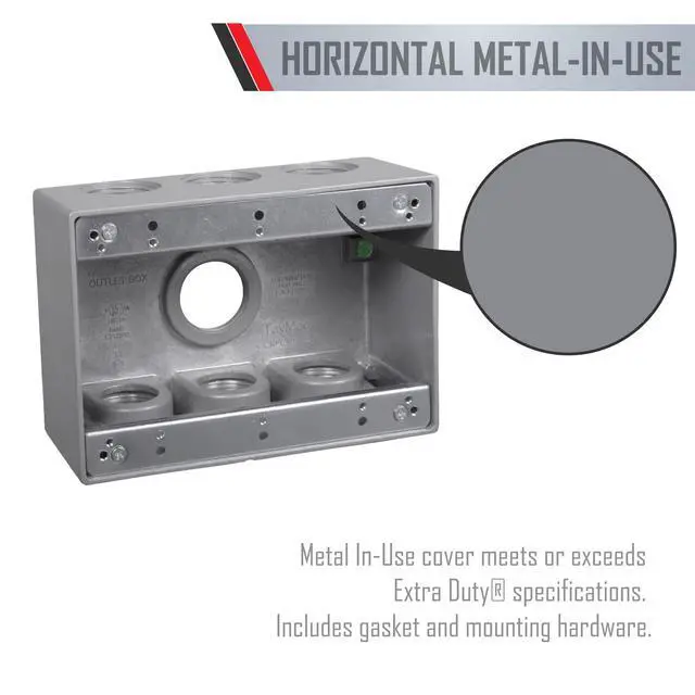 Alt view image 2 of 4 - TB7100S Electrical Box 3-Gang Die Cast, Aluminum 1-Inch Thread, Gray