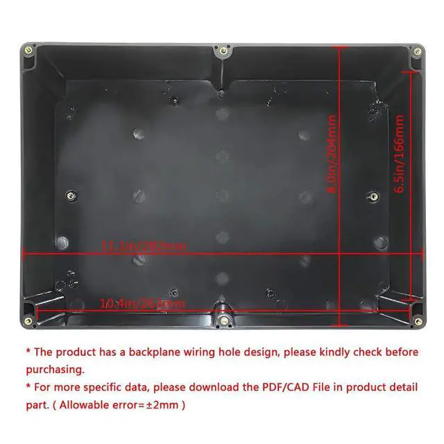 Alt view image 2 of 7 - Project Box ABS Plastic IP65 Waterproof Dustproof Electrical Junction Box Outdoor Enclosure for Electronics Black 11.41" x 8.26" x 3.93" (290 x 210 x 100mm)