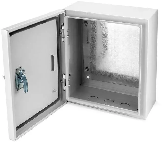 Main image of Heavy-Duty Outdoor Electrical Box, Fiberglass Reinforced Polyester, Steel, 12x10x6 inches with Lock & Keys for Industrial, Mall, Residential Use