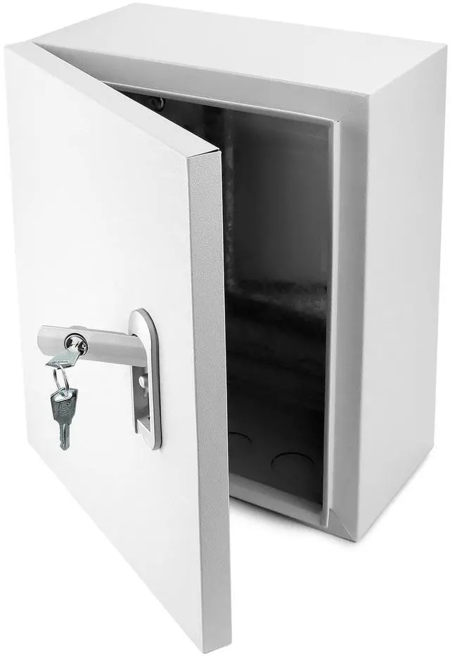 Alt view image 7 of 7 - Heavy-Duty Outdoor Electrical Box, Fiberglass Reinforced Polyester, Steel, 12x10x6 inches with Lock & Keys for Industrial, Mall, Residential Use