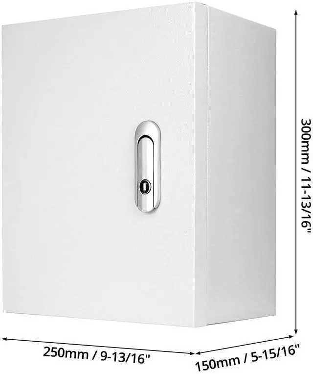 Alt view image 6 of 7 - Heavy-Duty Outdoor Electrical Box, Fiberglass Reinforced Polyester, Steel, 12x10x6 inches with Lock & Keys for Industrial, Mall, Residential Use