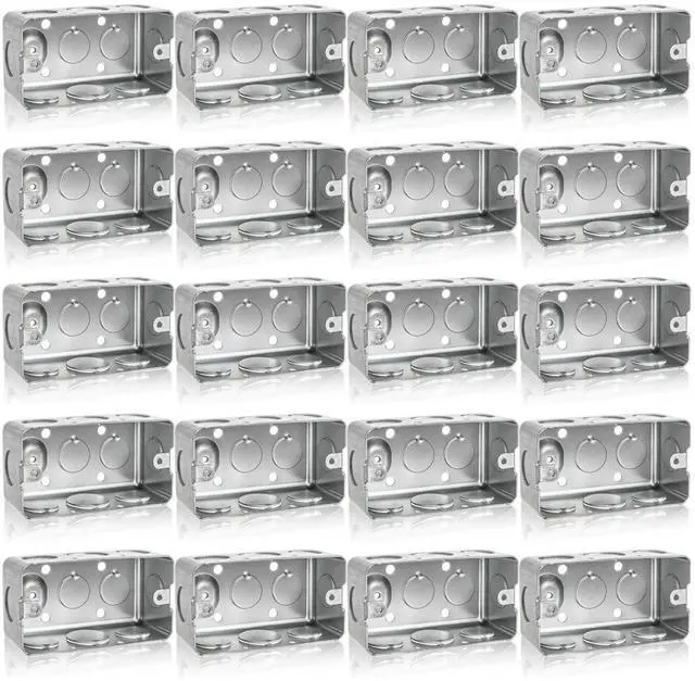 Main image of 20 Pack Metal Electrical Box, 4" x 2" Utility Electrical Box, 1-7/8" Depth Handy Box, Raised Ground,13 Cu. in. Capacity Square Electrical Junction Box, Galvanized Steel