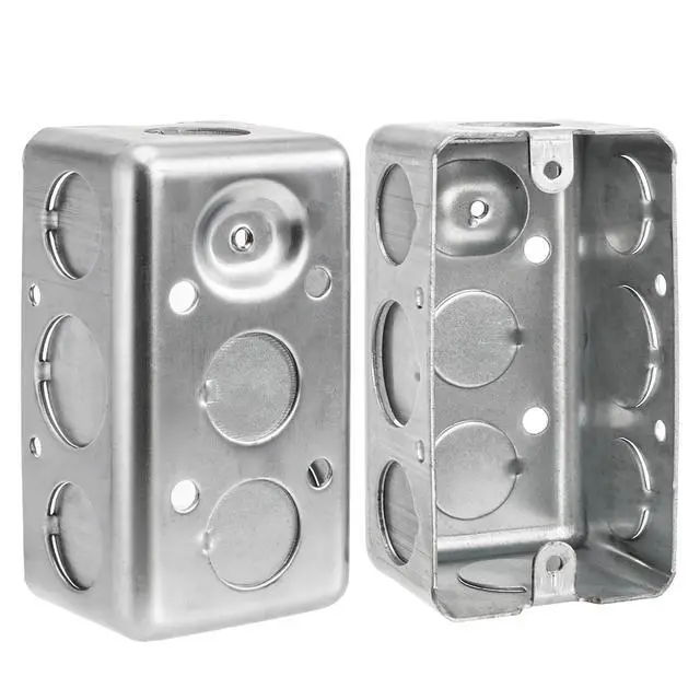 Alt view image 3 of 7 - 20 Pack Metal Electrical Box, 4" x 2" Utility Electrical Box, 1-7/8" Depth Handy Box, Raised Ground,13 Cu. in. Capacity Square Electrical Junction Box, Galvanized Steel