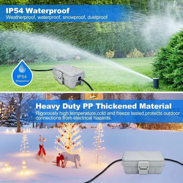 Alt view image 4 of 7 - 3PCS Small Weatherproof Electrical Connection Box(Inner 5.5x3x2.2inch),Outdoor Electrical Box,Waterproof Extension Cord Covers for Plug, Extension Cables, Holiday Lights,Grey