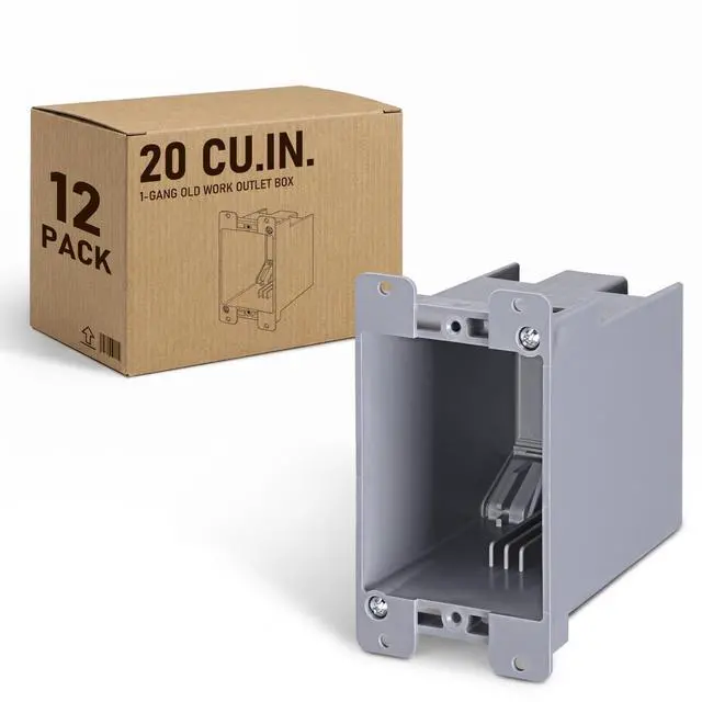 Main image of 12-Pack 20 Cubic Inch Single Gang Old Work Electrical Outlet Box