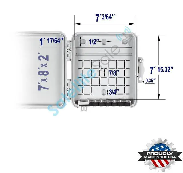 Alt view image 3 of 5 - Weatherproof Junction Box Heavy Duty Enclosure 8x7x2 Inches UV-Rated Thermoplastic Alloy Made in USA