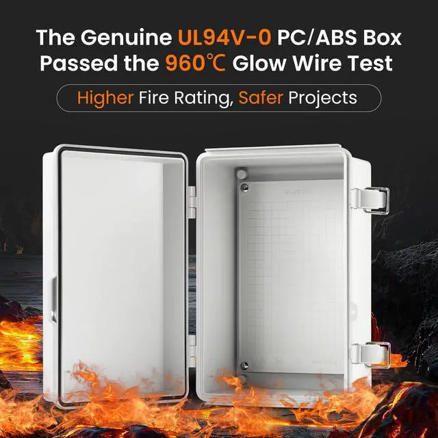 Alt view image 2 of 7 - UL94-V0 Outdoor Electrical Box 11.4"x7.5"x5.5" Pro Waterproof Junction Box Weatherproof PC/ABS Alloy Plastic IP67 Project Electric Enclosure Grey Hinged Door