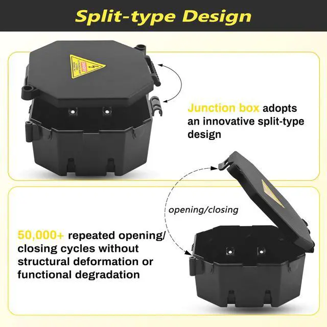 Alt view image 5 of 7 - Black Open Splice Junction Box (8 Pack), Wire Electrical Junction Box Splice Box with Cover V0 Flame Retardant Rating(Highest Level)