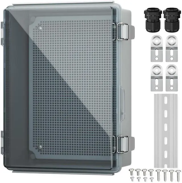 Main image of Lockable Outdoor Weatherproof Electrical Box for Electronics Outside 11.4x7.5x5.5 Weather Proof Electrical Box Plastic Nema 4 Enclosure Clear