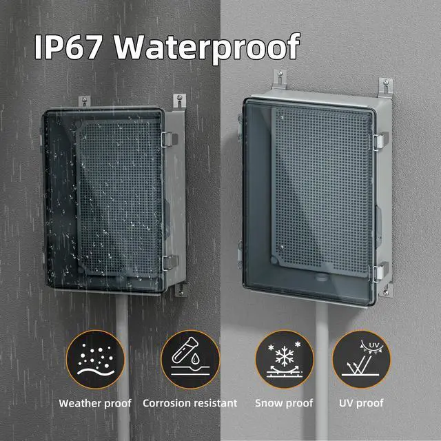 Alt view image 5 of 6 - Lockable Outdoor Weatherproof Electrical Box for Electronics Outside 11.4x7.5x5.5 Weather Proof Electrical Box Plastic Nema 4 Enclosure Clear