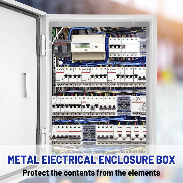 Alt view image 2 of 7 - Outdoor Electrical Box 12 x 10 x 6''D NEMA 4X Enclosure Steel Box, Waterproof & Dustproof Outdoor/Indoor Lockable Electrical Junction Box, with Mounting Plate