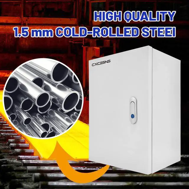 Alt view image 7 of 7 - Outdoor Electrical Box 12 x 10 x 6''D NEMA 4X Enclosure Steel Box, Waterproof & Dustproof Outdoor/Indoor Lockable Electrical Junction Box, with Mounting Plate
